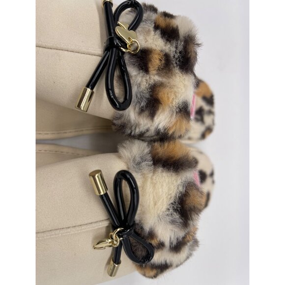 Kate Spade Lacey Leopard Cream Slippers with Faux Fur Lining Size 6.5 /7 - Picture 5 of 8